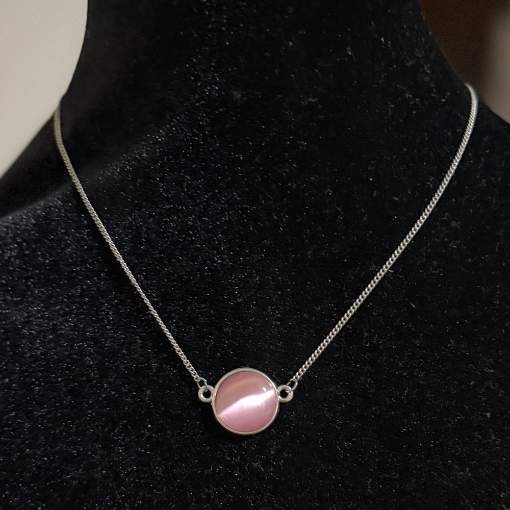 Elegant Pink Stone Necklace B7